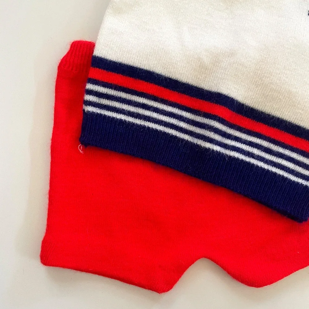 Vintage 60s Soft Spun Nautical Knit Set 12M Sweater Shorts Preppy Coastal